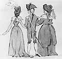 [Thomas Churchyard of Woodbridge Officer and his two Ladies Watercolour sketch JPEG]